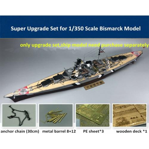 Super Upgrade Set for 1/350 Scale Bismarck Model (Wooden Deck Brass Barrel PE)