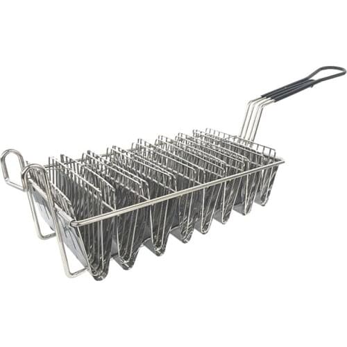 Taco Basket for 8 6-Inch Shells, Deep Fryer Taco Holder Basket, Commercial Heavy-Duty Taco Fry Basket with Grip Handle
