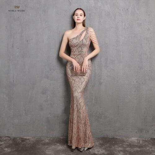 Evening Dresses Long One-Shoulder Floor-Length Prom Dress Mermaid Sequined Evening Dresses Prom Dresses