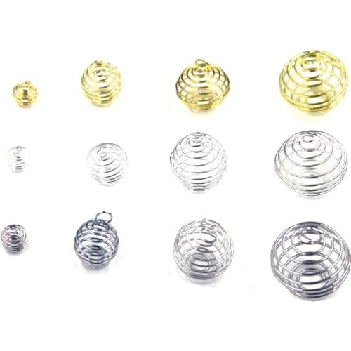 Lantern Spring Spiral Bead Cages Pendants Silver Gold Color Alloy For Women Men Diy Necklace Fashion Jewelry Accessories Charms