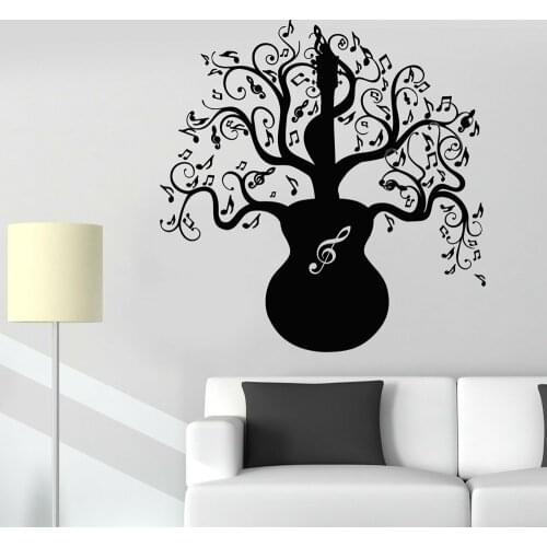 Music Tree Guitar Wall Decal Nature Notes Branches Living Room Vinyl Stickers Modern Classroom Door Window Interior Decor Z837
