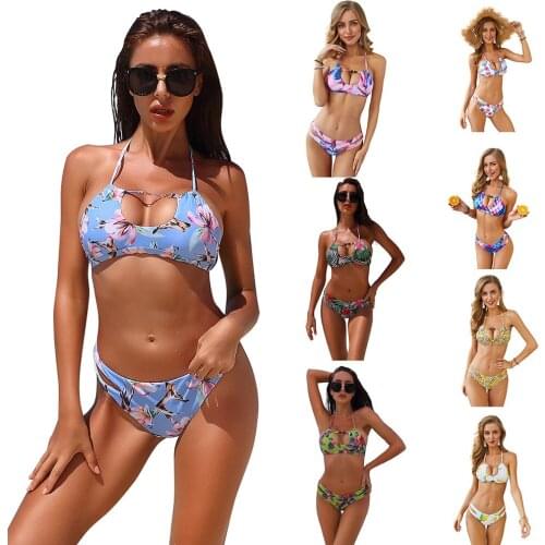 2020 Women Bikinis set Floral Print Swimwear Bandage Micro Brazilian Bikini Beach Swimsuit Bodysuit Summe Bathing Suit Biquini