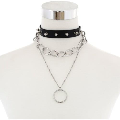 Spiker choker necklace set women punk rock goth chain choker collar necklace gothic black emo accessory grunge jewelry