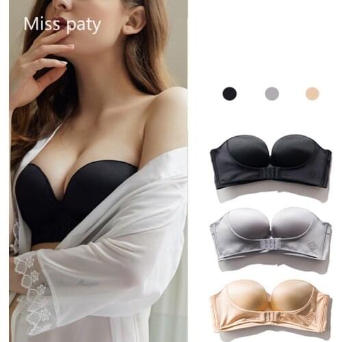 Seamless push up bra strapless invisible wireless wedding bras for women brassiere plus size underwear with silicone on the back