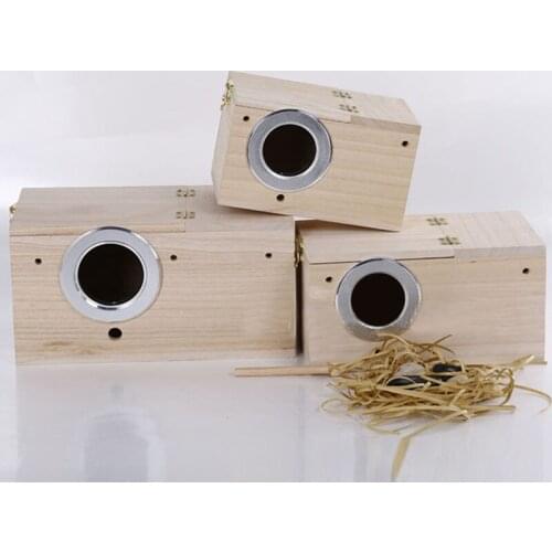 1pc Solid Wooden Nest Box Nesting Boxes 4 Sizes Pratical For Small Birds Budgies Finches