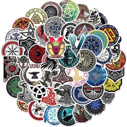 10/30/50pcs Viking Mysterious Totem Stickers Decals DIY Waterproof Phone Laptop Guitar Skateboard Luggage Car Sticker Kids Toy