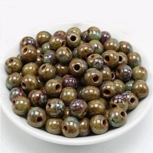 100pcs 6mm 10mm Fambe Porcelain Ceramic Spacer Beads Handmade DIY Hole Beads For Jewelry Making
