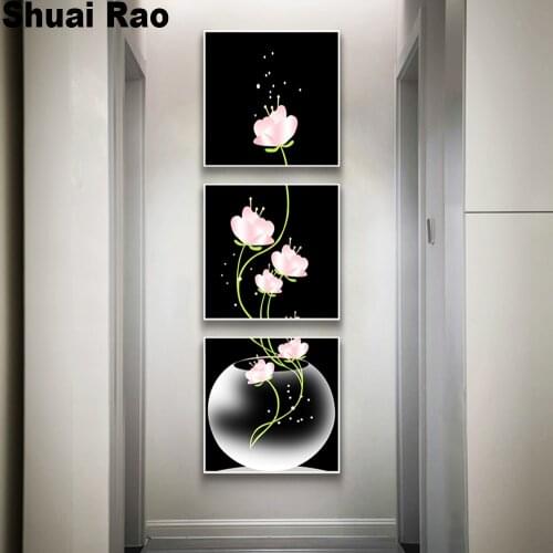 3 Panels flower 5d diy diamond painting diamond embroidery cross stitch full square drill Nordic Wall Pictures for Living Room