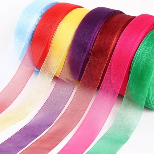 50yard/bag Width 25mm Organza Ribbon Webbing for Wedding Party Home Decorations Gift Packaging Scrapbooking Craft