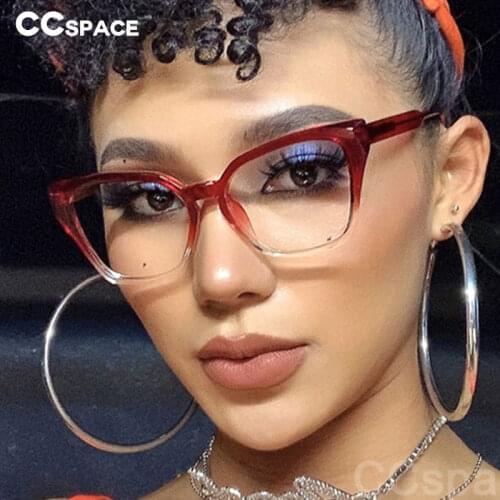 53070 Big Frame Anti Blue Light Optical Glasses Frames Spring Leg Cat Eye Women Tr90 Fashion Computer Eyeglasses