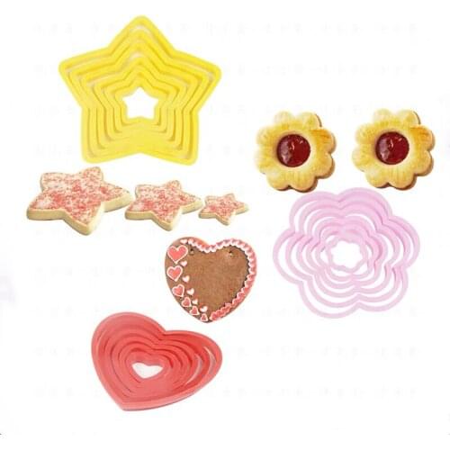 6Pcs/Set Plastic Cupcake Heart Pentagram Shape Cookie Cutter Cake Mold Biscuit Fondant DIY Cake Kitchen Cooking Tools
