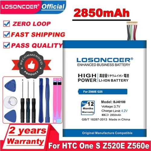 LOSONCOER 2850mAh BJ40100 for HTC One S Z520E Z560e G25 Battery +Tracking Number
