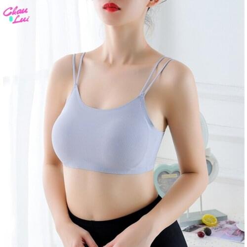 Seamless Soft Bra Push Up Padded Bralette Wire Free Tube Top Anti-light Shockproof Lingerie Thin Straps Elastic Cotton Underwear