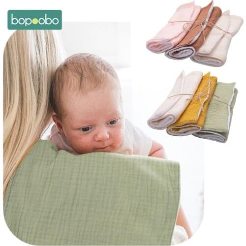 Bopoobo 3pc Towel Baby Face Cloth Baby Bath Towel Handkerchief Cotton Burp Cloth Soft Absorbent Gauze Kindergarten Washcloth