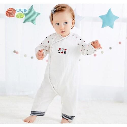 Bornbay Newborn love print bodysuit straps Velcro jumpsuit Soft cotton comfort baby clothes