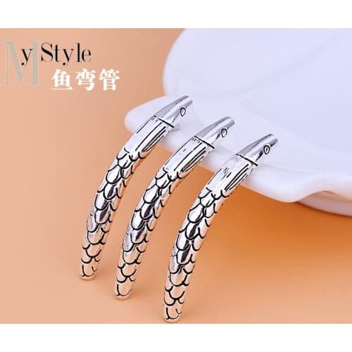 S925 pure silver elbow accessories Bracelet fish tube carp tube manual DIY jewelry beading material accessories