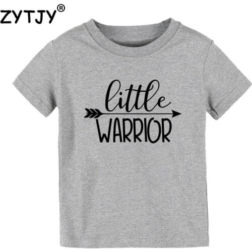 Little Warrior Print Kids tshirt Boy Girl t shirt For Children Toddler Clothes Funny Tumblr Top Tees CZ-102