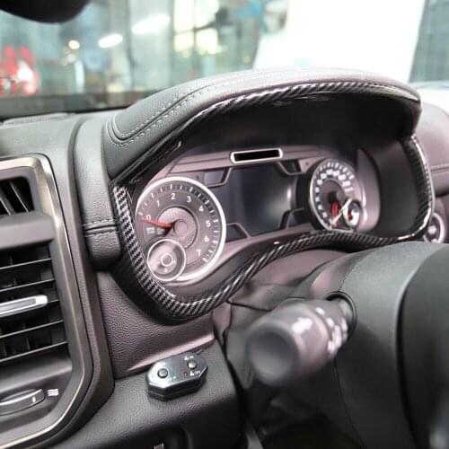 For Dodge Ram 1500 Classic 2019 2020 Carbon Style Dashaboard Display Panel Frame Decoration Cover Trim Car Styling