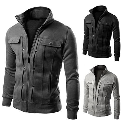 Items! Mens Stand Collar Zipper Tracksuit Casual Jacket Coat for Winter