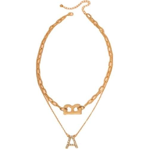 Ins Gold Chain Letter A B Double Layers Initial Minimalism Choker Pendant Necklaces Trendy Korean Fashion Women Party Jewelry