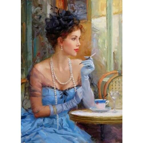 Handmade Oil Painting art Impressionism noblewoman girl on canvas 24"x36"