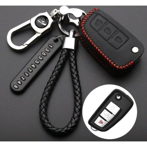Leather Key Cover 3 Buttons Case For Nissan Qashqai J11 X-trail Murano MAXIMA ALTIMA Juke Car styling