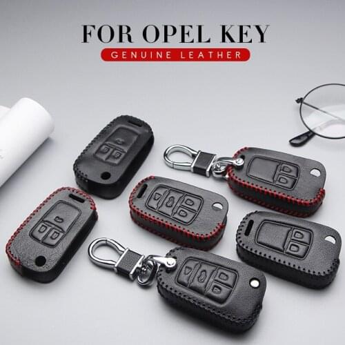 Car Key Leather Case Remote Cover For Opel Astra Mokka Meriva Insignia Vivaro Vectra Corsa Zafira a b d g j Fold Key Ring Holder