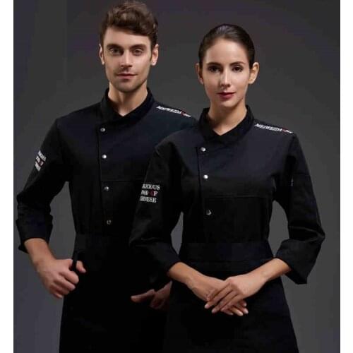 New Cooking Chef Jacket Long Sleeve Women Unisex Cook Coat Restaurant Hotel Bakery Uniform Kitchen Wear Waiter Uniform AS417