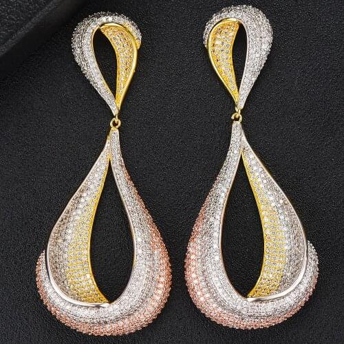 LARRAURI Brand Jewelry Luxury African Dubai Wedding Engagement Earrings Noble Long Bowknot Pendant Drop Earrings 2019
