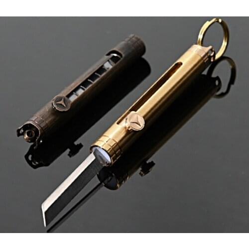 Brass EDC Keychain EDC Mini Detachable Knife Portable Paper Cutting Multi-function Mini Blade Knife Brass Key Ring Folding Knife