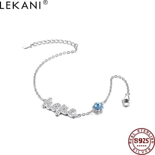 LEKANI 925 Sterling Silver Womens Adjustable Bracelet Star Crystal Luxury Bracelet 2020 Hot Sale Fashion Anniversary Gift