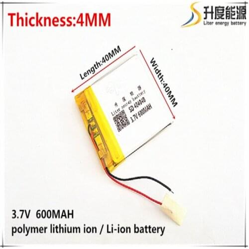 3.7V 600mAh 404040 Lithium Polymer Li-Po li ion Rechargeable Battery cells For Mp3 MP4 MP5 GPS mobile bluetooth