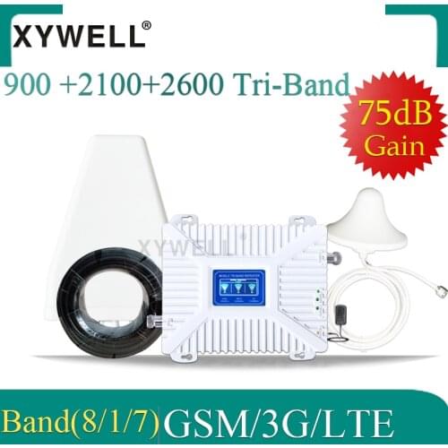 Powerful Tri Band 900/2100/2600 4G Signal Booster Cellular Amplifier GSM 900 UMTS 2100 LTE 2600 2G 3G 4G Mobile Phone Repeater