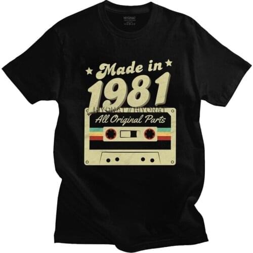 Vintage Original Parts Made In 1981 T Shirt Men Cotton Tshirt Awesome Tee Tops Short Sleeved 40th Birthday T-shirt Clothing Gift