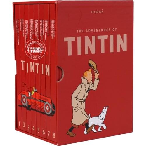 8 books gift box set Tintin Collection The Adventures of Tintin English Picture story books to help your child grow as a reader