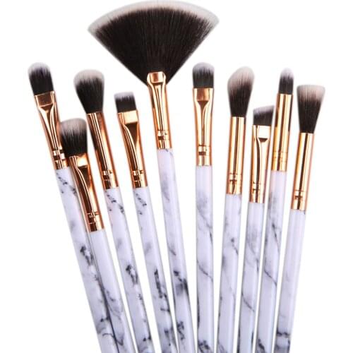 10pcs Makeup Brush Set Tool Eyeshadow Blush Eyebrow Foundation Marbled Eye Make Up Brushes Cosmetics Beauty Tools Kit for Women