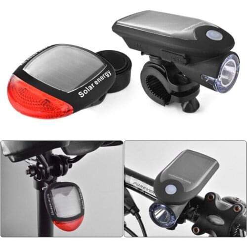 Night riding solar bike light mountain bike headlight taillight combo set USB rechargeable flashlight set riding accessories