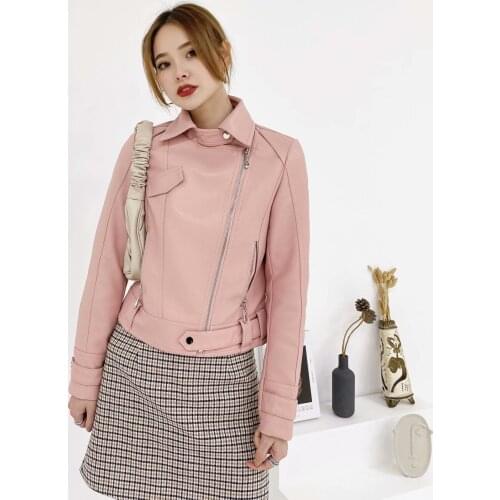 New Arrival brand Winter Autumn Green Motorcycle leather jackets Pink leather jacket women leather coat slim PU jacket Leather