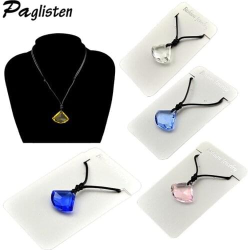 New Fashion Blue Crystal Pendants Rope Chain Necklace For Women Quartz Crystal Necklace Pendant For Women Choker Jewelry