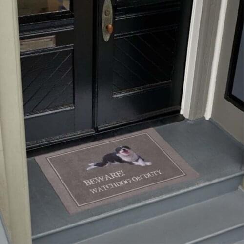 Personalized Custom Photo Doormat Beware! Watch Dog on Duty Doormat Home Decoration Entry Non-slip Door Mat Rubber Washable Floo