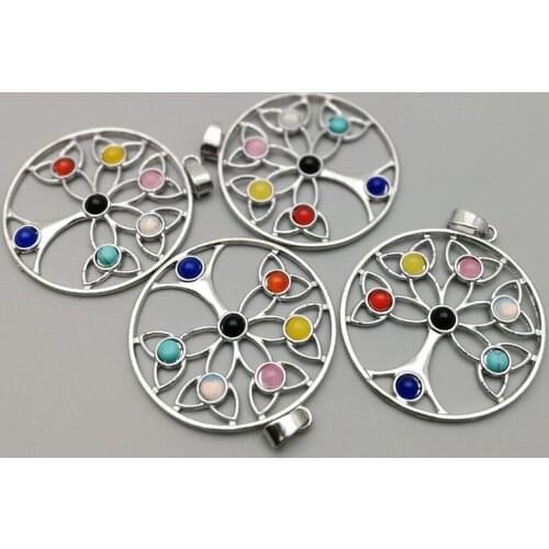 Natural Stone Pendant Reiki 7 Crystal Beads Chakra Yoga Meditation Quartz Necklace Healing Point Pendant Women Gifts 12ps/lot