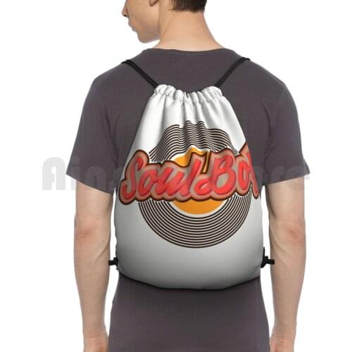 Soul Boy Backpack Drawstring Bag Riding Climbing Gym Bag Soul Soul Music Music Modernist Typography Vinyl Mod Scotter