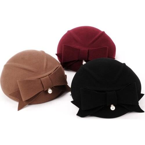 Fedoras Hat Womens Autumn Winter Fedora Cap British Elegant Sweet Wool Felt Pumpkin Hats Ladies Korean Party Warm Caps H6872