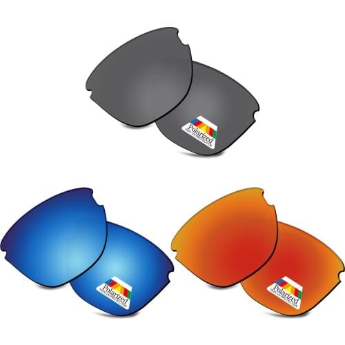 Bwake 3 Pairs Black & Blue & Fire Red Polarized Replacement Lenses for-Oakley Frogskins Lite OO9374 Sunglasses Frame