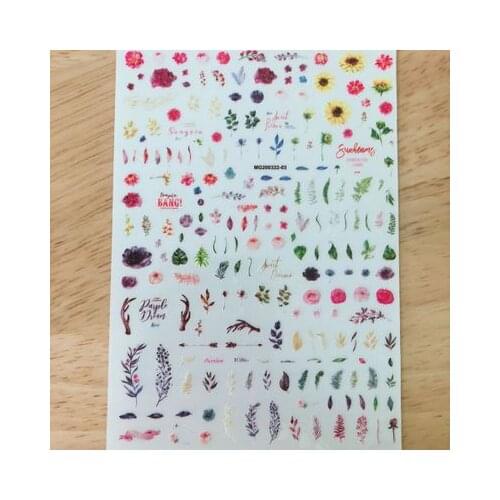 DIY New Style Fashion Colorful Flowers Traceless Nail Stickers Light Nail Paper Stickers Japanese Style Nail Decals Women Gifts