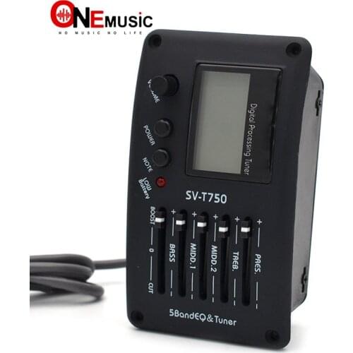 SV-T750 5 Band EQ Equalizer with Tuner Guitar pickup Acoustic Guitar Bass EQ Preamp with Digital Procedding Tuner