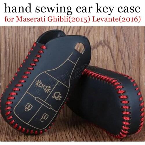 Only Red fit for Maserati Ghibli(2015) Levante(2016) car key case Genuine leather Hand sewing car key cover DIY