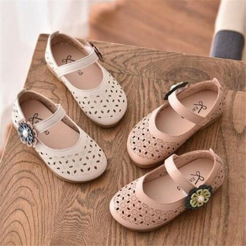 2021 spring and summer childrens princess shoes flower girls single shoe anti slip soft sole hollow out childrens shoes