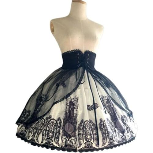 Women Girls Lolita Hollow Lotus Leaf Lace Bird Cage Fish Bone Skirt Cosplay Dress Skirt Petticoat Bride Wedding Dress Lining