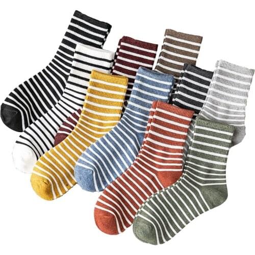 2020 womens sock cotton girls Stockings stripes multiple colour STANDARD Comfortable breathable all seasons